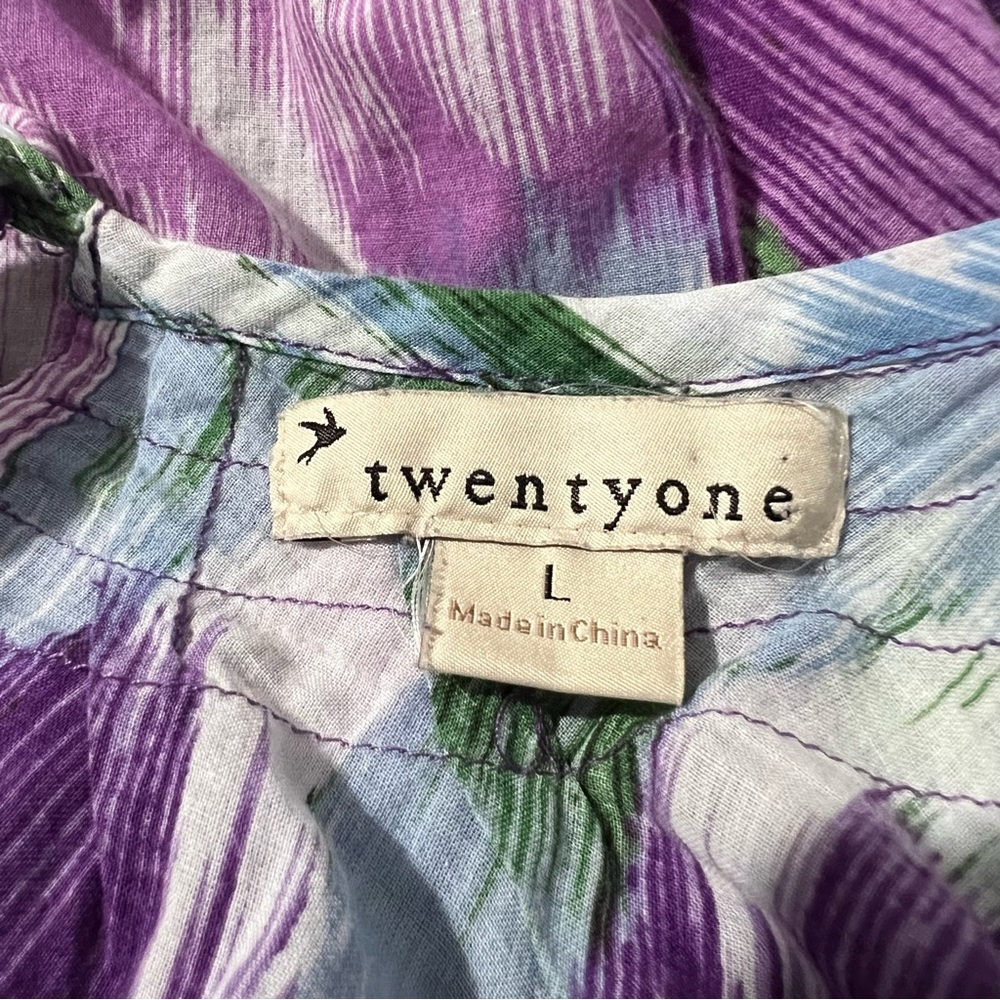 5/$25 Forever 21 Juniors Tank Top L Purple Green Adj Straps Cotton Watercolor - Picture 6 of 6